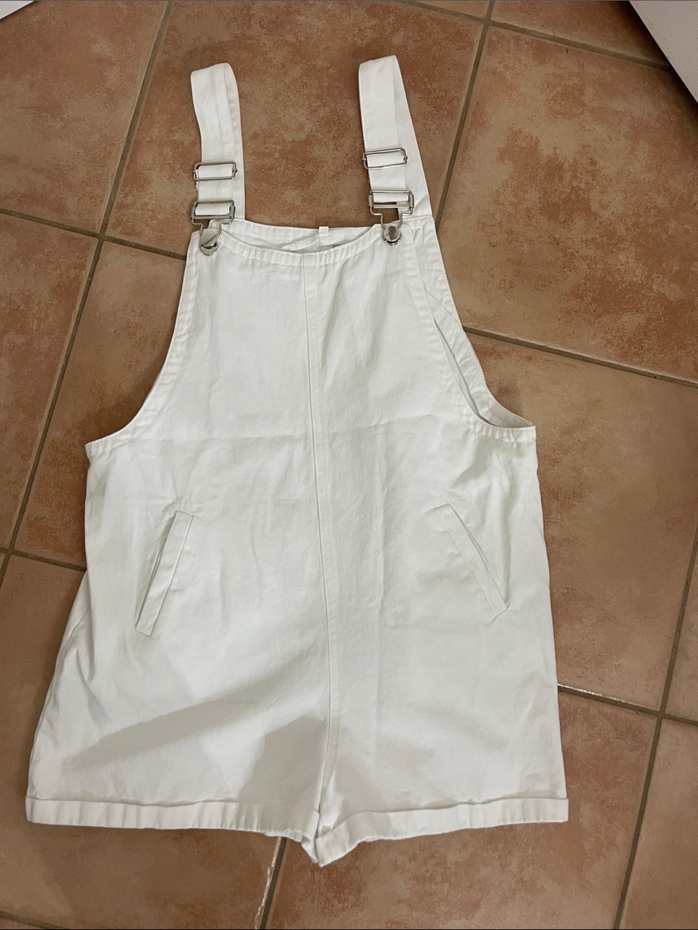 White Cotton Short Overalls